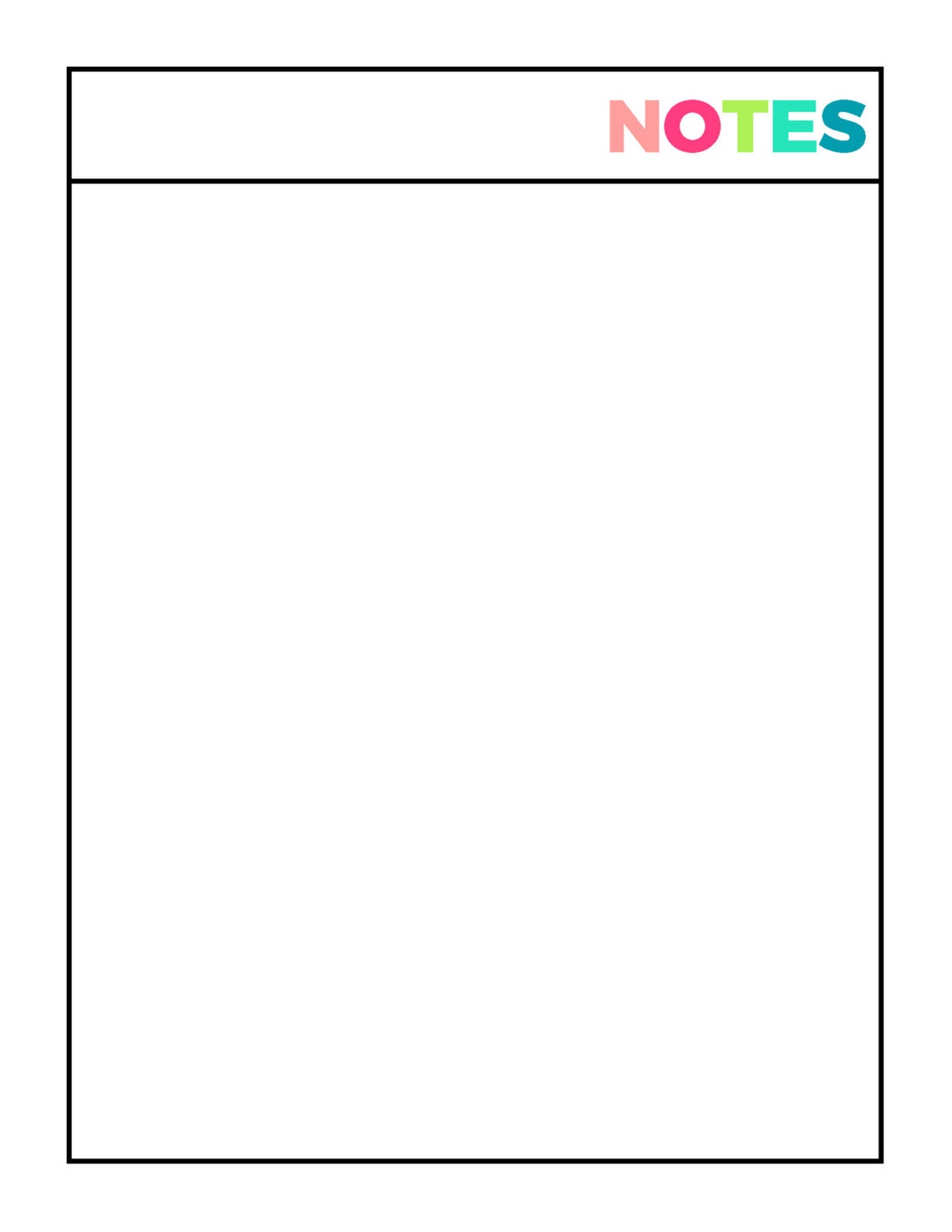 Bright Notes Printable Planner Pages, Household Binder, Letter Sized ...