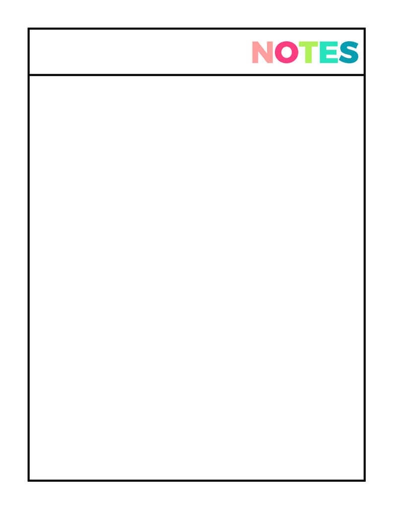Bright Notes Printable Planner Pages, Household Binder, Letter Sized ...
