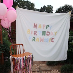 Custom Fabric Sign – Personalized Heirloom Banner with Name & Date – Handmade Wedding or Birthday Decor with Custom Fabric, Ribbon Choices