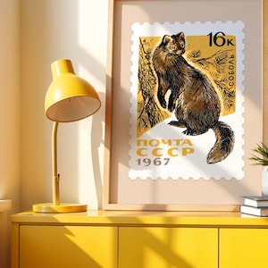 Zobel Briefmarke gedrucktes Plakat, 1967 CPA Briefmarke, Briefmarke Wandbemalung der Sowjetunion, Briefmarken der Kleintiere Kunst