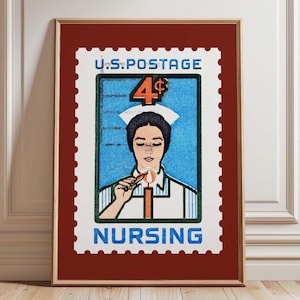 Vintage Krankenschwester Post Stempel | Kunst für Krankenhaus | Krankenhaus Zimmer Kunst | Krankenschwester Poster | Nursing Office Wall Art