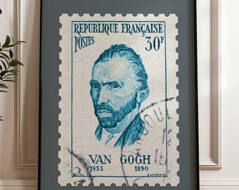 Van Gogh Portrait Stempel Kunstdruck: Vintage Retro Poster (Digitaler Download)