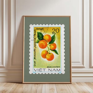Impresión de sello de mandarina naranja / Arte de pared de cocina Fruta / Arte de cocina lindo / Impresión de fruta naranja / Arte de pared Cocina retro / Decoración de pared de cocina