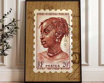 Impresión artística vintage de retrato de mujer afroamericana: decoración de pared afrocéntrica (descarga digital)