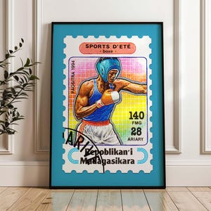 Digital Boxing Art, Boxing Wall Art, Vintage Athletic Art, Sport Fan Gifts, Sports Gym Wall Art, Boxing Lover Gift, Boy Sport Wall Art