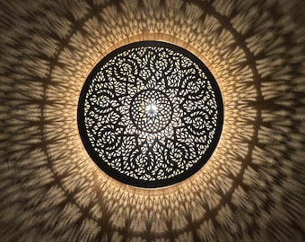 Moroccan Wall Brass Pendant Light – Handcrafted Bohemian Lamp with Intricate Design, Available in Multiple Sizes