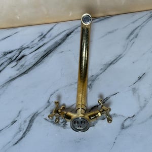Handmade Moroccan Brass Faucet – Vintage Deck Mount Tap – Solid Unlacquered Brass Sink Fixture for Kitchen, Bathroom, Vanity or Laundry Room