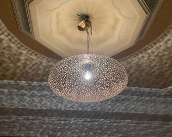 Handmade Moroccan Brass Pendant Light – Perforated Ceiling Lamp – Moroccan Light Fixture – Boho Hanging Pendent Lamp for Home & Decor