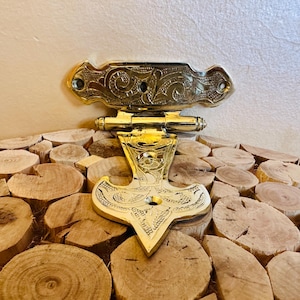 Handmade Moroccan Brass Door Latch – Vintage Slide Bolt Lock – Antique Brass Barrel Bolt for Rustic, Boho, or Traditional Wooden Doors