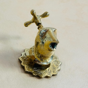 Handmade Moroccan Brass Faucet – Antique Vintage Wall Mounted Spout Faucet for Garden, Shower, or Sink – Engraved Brass Water Tap