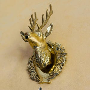 Brass Deer Head Water Spout | Moroccan Stag Wall Fountain Tap | Animal Head Garden Spout | Antique Outdoor Water Nozzle by ArtCraftByKaoutar