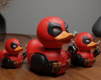 デッドプールのアヒルの置物：3Dプリントのスーパーヒーローデスクデコレーション