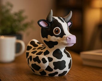 Cow Duck Figurine: Funny 3D Printed Farm Animal Decor