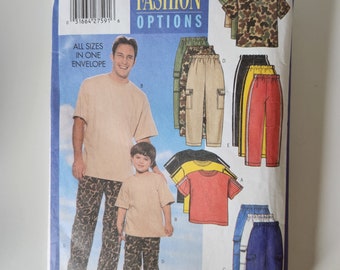 Vintage Butterick 5559, Mens'/Boys' T-shirt and Pants Sewing Pattern, All Sizes