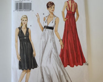 OOP Vogue V8447 Formal Dress Sewing Pattern, Uncut Sizes 4-6-8-10