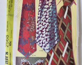 Vintage 1970's McCall's 2568 Necktie and Bowtie Sewing Pattern