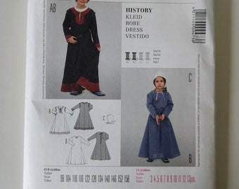 Burda Kids 9473 Historical Costume Sewing Pattern, Uncut, Size 3-4-5-6-7-8-9-10-11-12-13