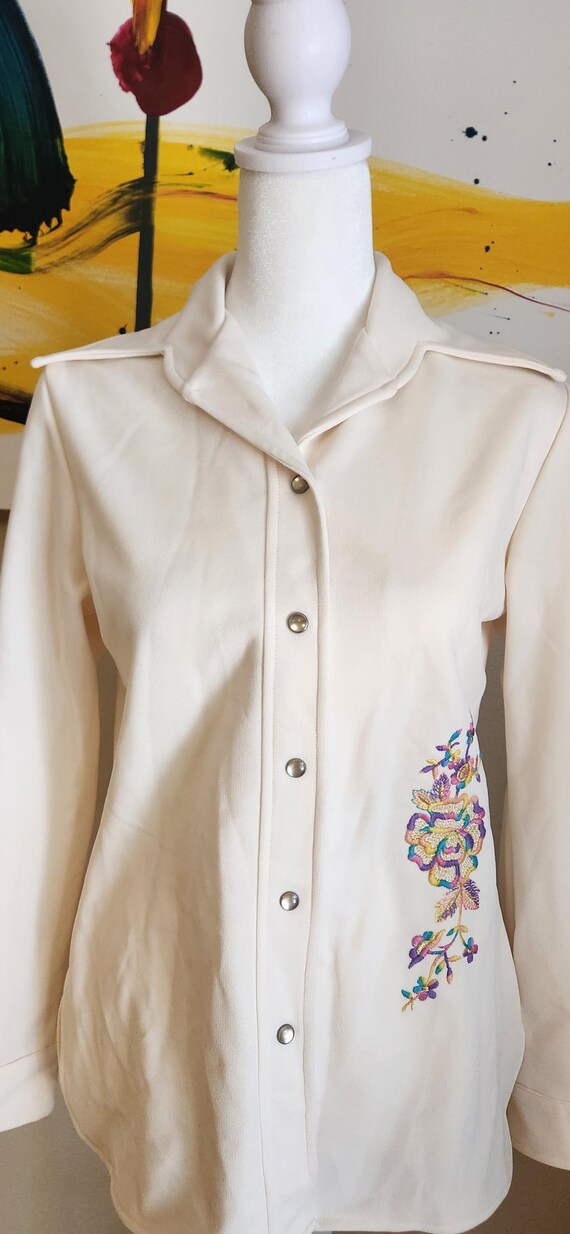 1970s H Bar C Embroidered Western Shacket - Pearl Snap Closure View 2