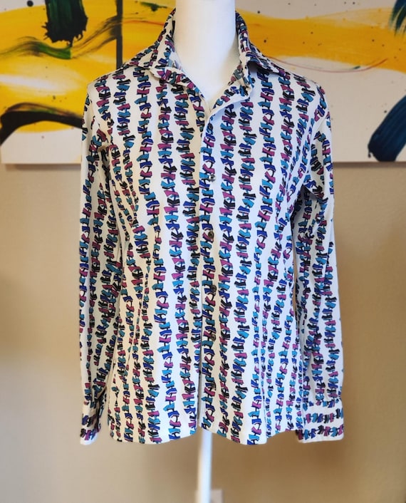 Emilio Pucci for Chesa 70s button front shirt.   … - image 1