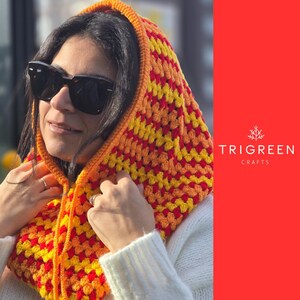 Crochet Balaclava Pattern, Mother's Day Gift, Winter Hat, Gift for Her, Hair Accessories, Oversize Red Balaclava, Handmade Knitted Hood