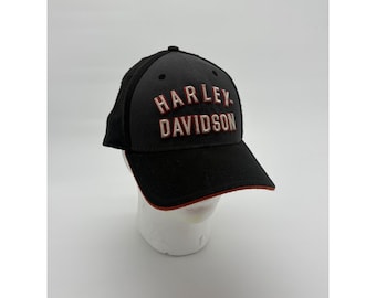 Harley Davidson New Era Fitted Hat Black Orange Embroidered Logo Size L/XL