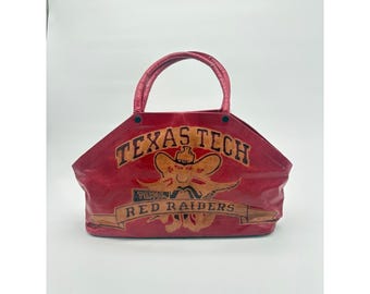 Bolso de mano de cuero vintage de los Texas Tech Red Raiders – Bolso estilo western pintado a mano