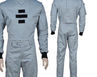 Traje de vuelo gris claro personalizado inspirado en el mandaloriano con chaleco antibalas, traje de cazarrecompensas de 3 piezas, disfraz de cosplay