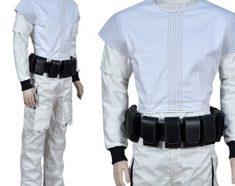 Traje de vuelo personalizado de Star War de Mandalorian inspirado en el libro de Boba Fett con chaleco antibalas y cinturón mandaloriano