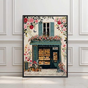 Boulangerie Print French Cafe Print French Bakery Wall Art Paris in Summer TiCharming Pink Watercolor Wall Art Romantic Paris Decor Print