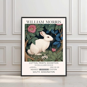William Morris Print, White Rabbit Print, William Morris Poster, William Morris Decor, Vintage Wall Art, Textiles Print, Rabbit Wall Art