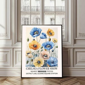 Chelsea Flower Market Print Vintage London Floral Poster Botanical Garden Print Retro Flower Exhibition Poster William Morris Style Print