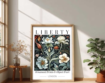 Liberty London Print, Vintage Floral Wall Art, William Morris Style Prints, Victorian Botanical Poster