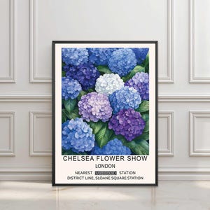 Flower Market Print, Hydrangea Print, William Morris Print, Floral Print, Botanical Wall Art, London Flower Market, Chelsea Flower Show