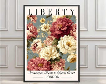 Liberty London Print, Vintage Roses Floral Wall Art, Vintage Botanical Poster, Victorian Flower Prints