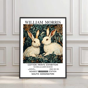 William Morris Print, White Rabbit Print, William Morris Poster, William Morris Decor, Vintage Wall Art, Textiles Print, Rabbit Wall Art