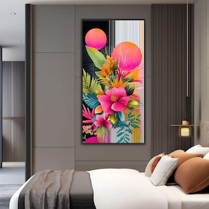 Floral Canvas Print: Long Vertical Framed Botanical Wall Art