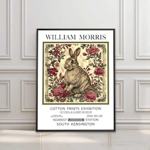 William Morris Vintage Rabbit Print, William Morris Poster, William Morris Exhibition Print, Vintage Wall Art, Textiles Art, Rabbit Wall Art