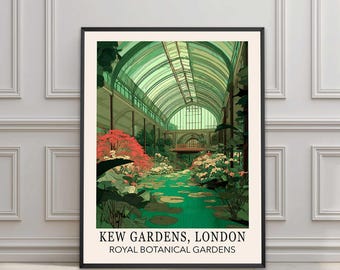 Vintage Green Nature Print Garden Poster London Wall Art Kew Gardens Prints