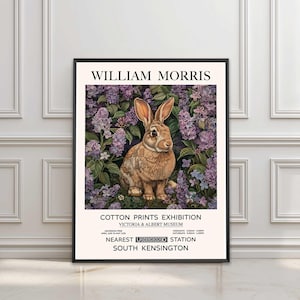 William Morris Rabbit Print, William Morris Poster, William Morris Exhibition Print, Vintage Wall Art, Textiles Art, Rabbit Wall Art
