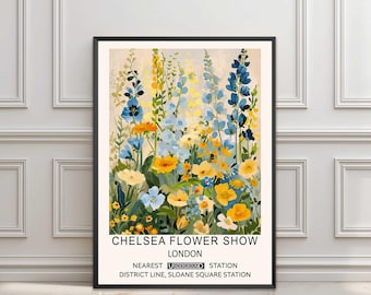 Chelsea Flower Market Yellow Wildflower Wall Art, William Morris Style Botanical Print, English Garden Poster Gift