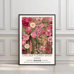 Flower Market Print, Pink Floral Print, William Morris Print, London Flower Market, Botanical Wall Art, House Warming Gift Chelsea Print