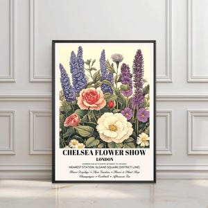 Flower Market London Print,  English Garden Print, William Morris Print, Vintage Floral Print, Flower Market London, Chelsea Flower Show