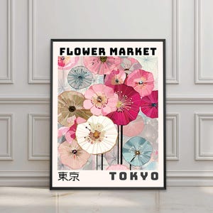 Bloemenmarktprint, Japanse print, roze bloemenprint, Sakura-print, bloemenmarktposter, Japans cadeau, Japan Travel Print, Tokyo Print