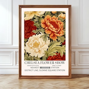 Chelsea Flower Market Print William Morris Style Wall Art Flower Print Vintage Botanical Poster Garden Print