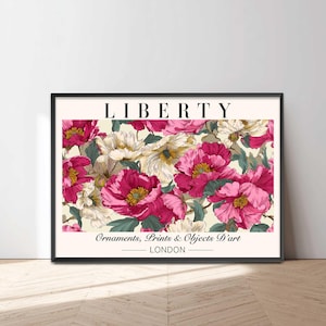 Liberty London Print,Floral print, Vintage Pink Botanical Poster, London Heritage Print Vintage Floral Wall Art, Exhibition Poster, Art Gift