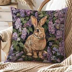 William Morris Rabbit Bunny Throw Pillow Cover Decorative Accent Pillow Floral Print  Cushion Cover Country Decor Pillow Housewarming Gift