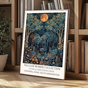 William Morris Moon Forest Print: Dark Academia Gothic Wall Art
