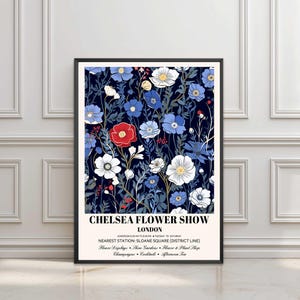Chelsea Flower Market Print, Blue Floral Print, London Flower Market, English Garden Print