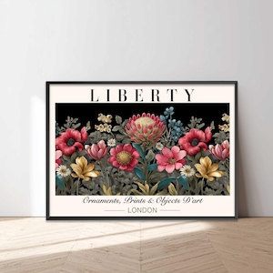 Liberty London Print, Vintage Pink Botanical Poster, Floral Print William Morris Print, Vintage London Print, Wild Flower Botanical Wall Art