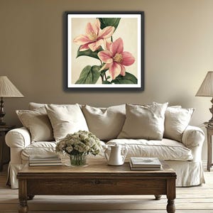 Flower Wall Art, Vintage Floral Print, Garden Wall Art, Vintage Floral Print, Botanical Wall Art Floral Canvas Print, Framed Floral Wall Art